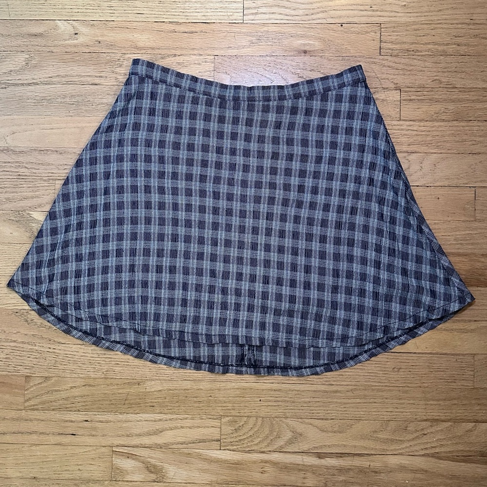 Reformation Grey Plaid A-Line Skirt